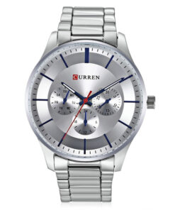 Curren 8282 silver stainless steel silver multi hand dial men's wrist watch