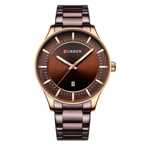 Curren 8347 brown stainless steel men's dress gift watch in analog dial with date option