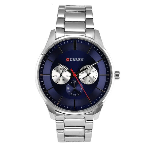 Curren 8282 Silver Stainless Steel Blue Dial Analog Men's Wrist Watch