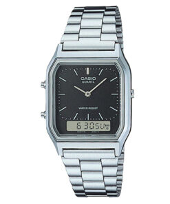 AQ-230A-1D Silver Stainless Steel Analog Digital Stylish Wrist Watch