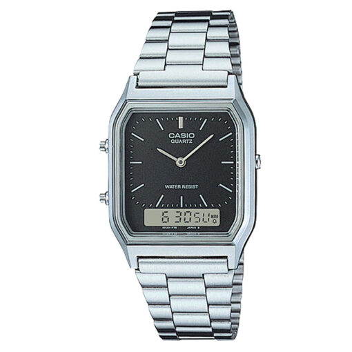 AQ-230A-1D Silver Stainless Steel Analog Digital Stylish Wrist Watch