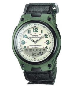 AW-80V-3BV Green Cloth Band With White Dial world time afterglow Wrist Watch