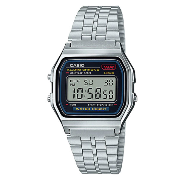 A159W-N1DF Vintage Stainless Steel Digital Wrist Watch