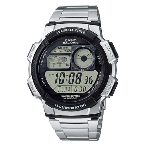 ae-1000wd-1a Silver Stainless Steel with Digital stylish Youth Series Wrist Watch