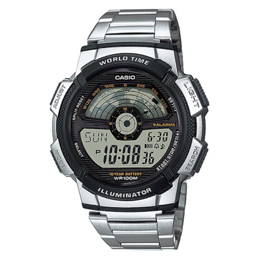 ae-1100wd-1av casio world time resin glass youth series digital Wrist watch