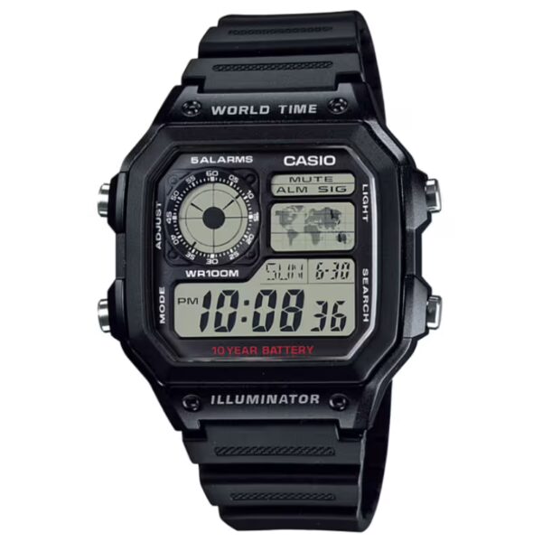 Casio AE-1200WH-1A | Black Casio Square Dial Digital Wrist Watch