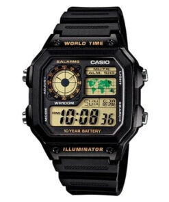 Casio ae-1200wh-1bv World Time Digital Youth Series Wrist Watch