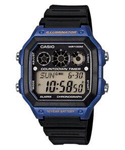 ae-1300wh-2av casio daily alarm resin band preset timer wrist watch