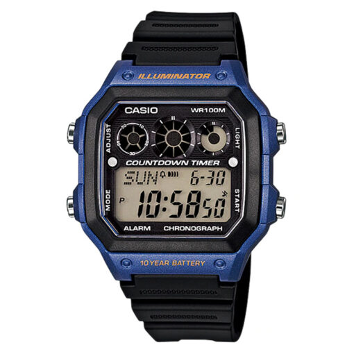 ae-1300wh-2av casio daily alarm resin band preset timer wrist watch