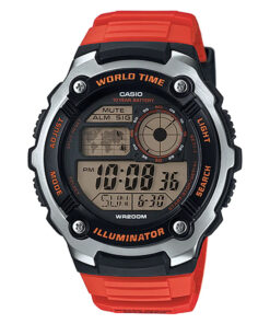 Casio ae-2100w-4av Orange Resin Band Stylish Digital Wrist Watch
