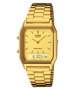 Casio aq-230ga-9d Golden Chain With Golden Dial Analog & Digital Wrist Watch