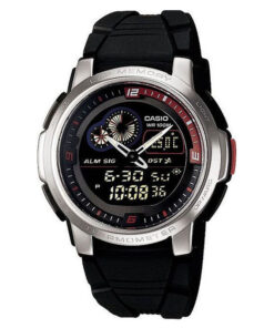 aqf-102w-1b casio round dial digital thermometer wrist watch