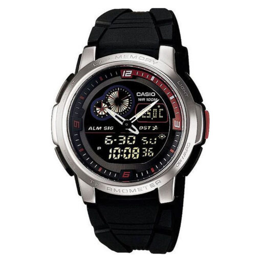 aqf-102w-1b casio round dial digital thermometer wrist watch