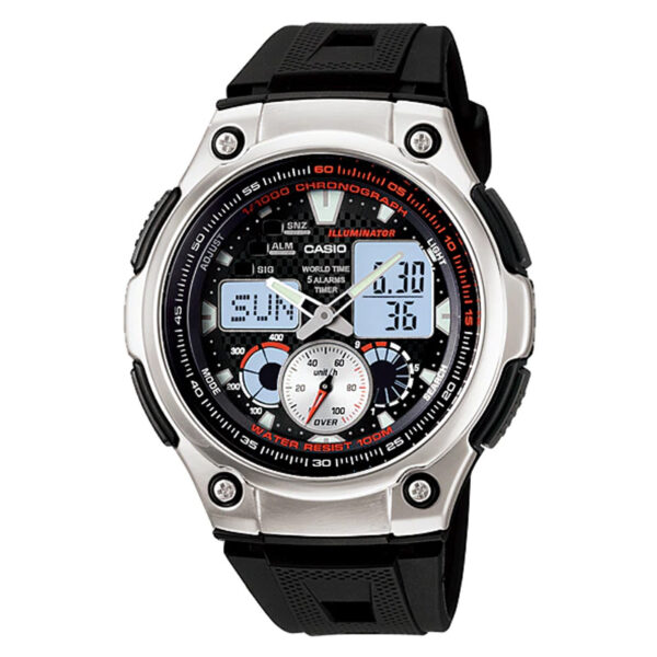 casio aw-190W-1av resin band world time stylish youth series daily alarm wrist watch