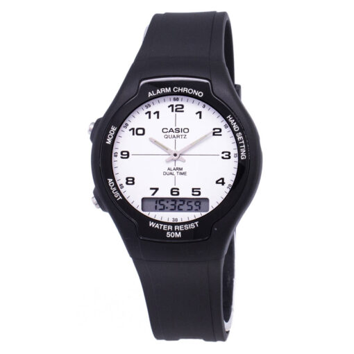 aw-90h-7a casio White dial dual time auto calendar wrist watch
