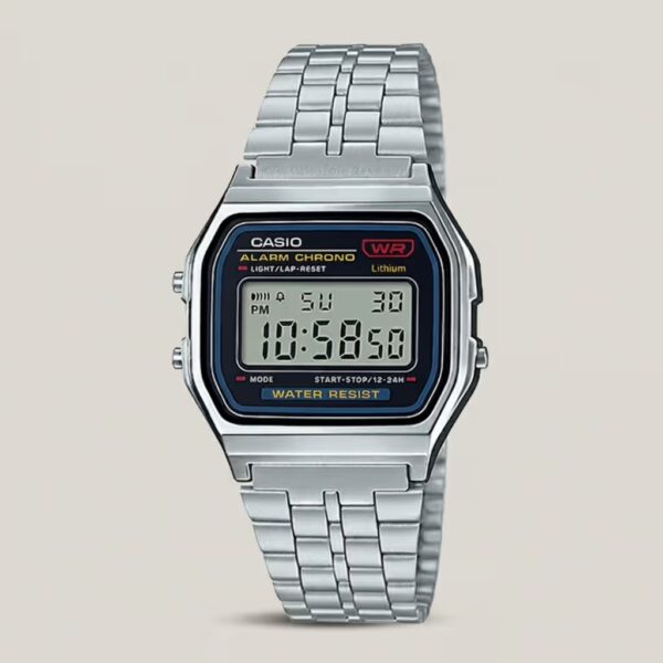 A159W-N1DF Vintage Stainless Steel Digital Wrist Watch