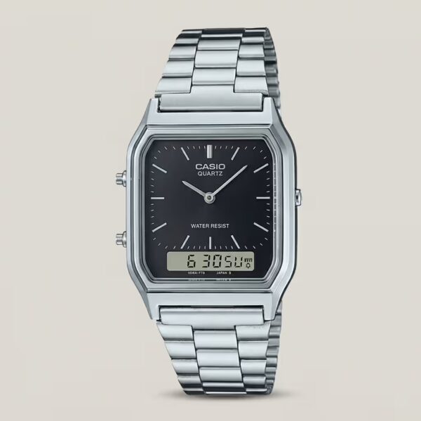 Casio AQ-230A-1DH Silver Vintage Analog Digital Classic Watch