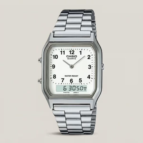 Casio AQ-230A-7b Vintage Youth Series White Dial Analog Digital Wrist Watch