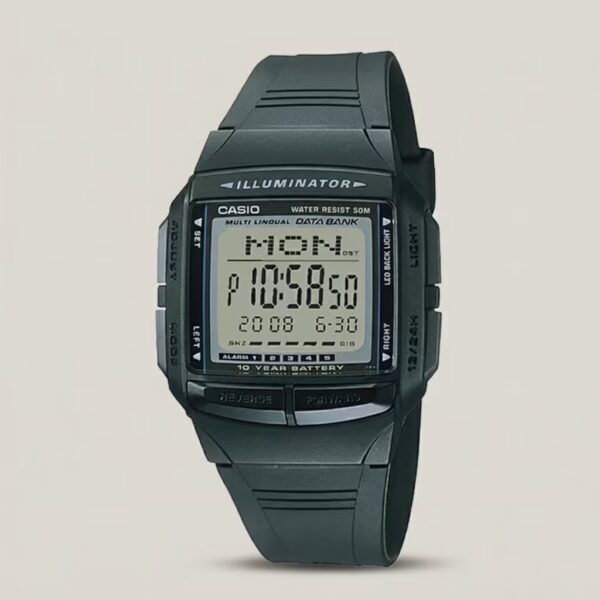 Casio-db-36-1av Digital Resin Band Data Bank Wrist Watch