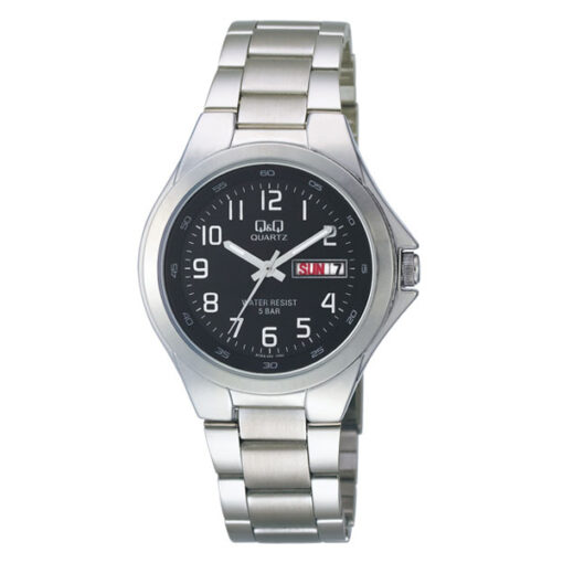 A164J205Y silver stainless steel black numeric dial mens analog wrist watch