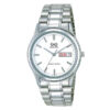 Q&Q BB12-201Y silver stainless steel white analog dial mens wrist watch