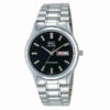 Q&Q BB12-202Y silver stainless stell chain black analog dial men's quartz watch