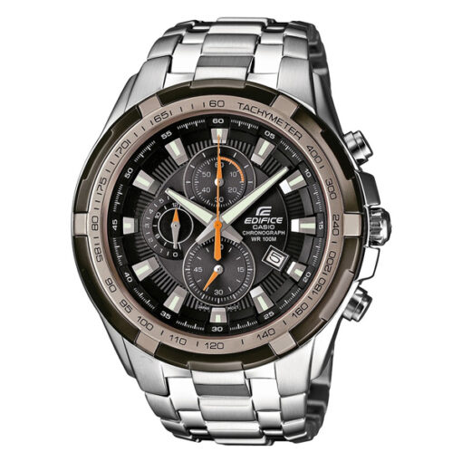 casio-EF-539D-1A9 silver stainless steel black dial men's chronograph wrist watch