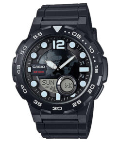 AEQ-100w-1a Resin band with Resin glass Black Color Analog digital Men's Wrist Watch