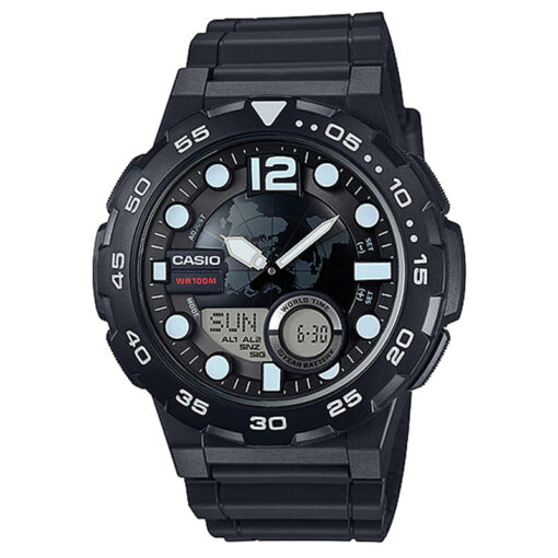 AEQ-100w-1a Resin band with Resin glass Black Color Analog digital Men's Wrist Watch