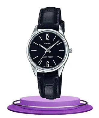 Casio LTP-V005L-1B black leather strap ladies quartz watch