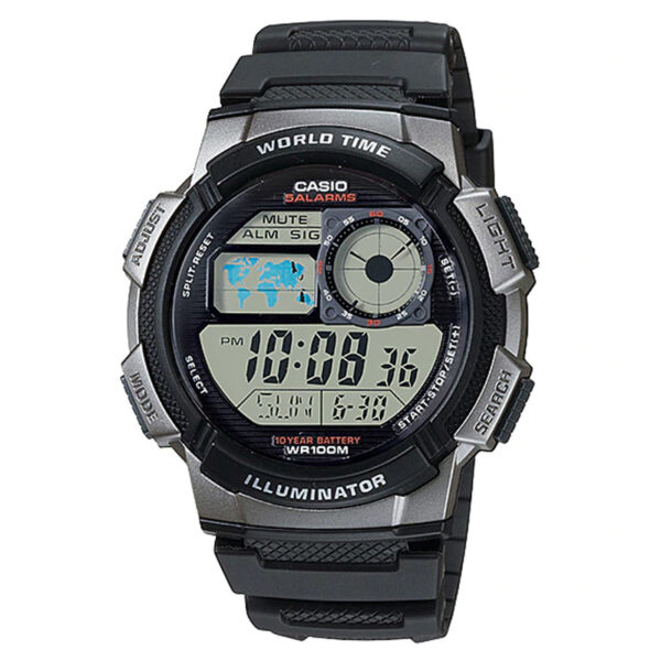 AE-100W-1BV casio Resin Band multi time digital wrist Watch