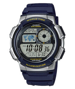 AE-1000W-2AV casio Blue Resin Band With Spherical Glass Digital Wrist Watch