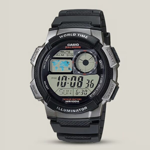 AE-100W-1BV casio Resin Band multi time digital wrist Watch