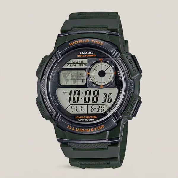 ae-1000w-3av casio led light multi world time digital series wrist watch