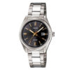 Casio LTP-1302D-1A2V silver stainless steel chain black analog dial ladies quartz watch