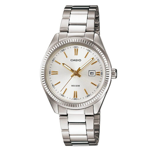 Casio-LTP-1302D-7A silver Dial With Silver Stainless steel Chain Stylish Women's Analog Wrist Watch