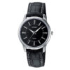 Casio LTP-1303L-1A black leather strap round analog dial ladies wrist watch
