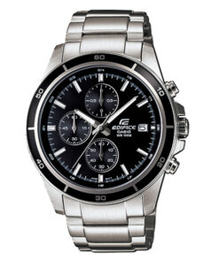 Casio-EFR-526D-1AV silver stainless steel black chronograph dial men's hand watch
