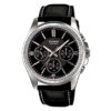 MTp-1375L-1a Black Leather Band With Black Dial Men's Chronograph Analog watch