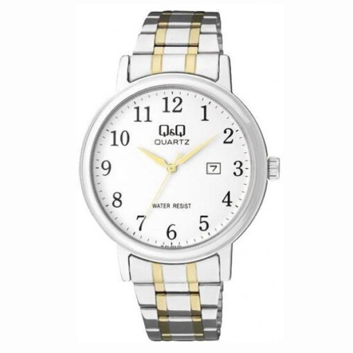 Q&Q BL62J404Y two tone stainless steel chain white numeric dial men's dress watch