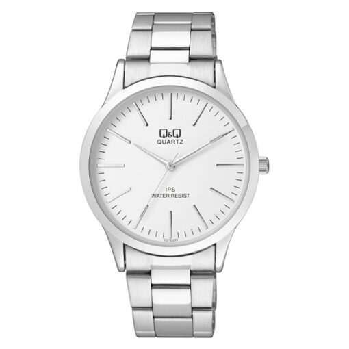 Q&Q C212J201 silver stainless steel white dial mens analog wrist watch