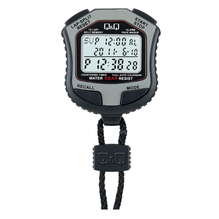 Q&Q HS43J001Y Digital Hand Held Square Resin Case Stopwatch