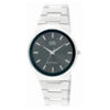 Q&Q Q398-202Y silver stainless steel black analog dial mens wrist watch