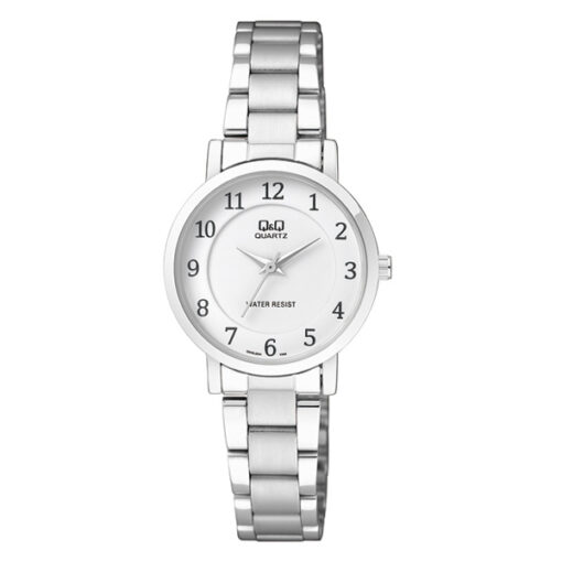 Q&Q Q945J204Y silver stainless steel white numeric analog dial ladies wrist watch