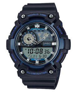 Casio-aeq-200w-2av casio blue plated case with resin glass countdown timer wrist Watch