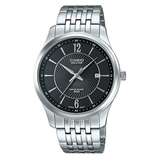 bem-151d-1a black analog round dial with stainless chain beside series men's Dress watch from Casio