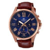 casio EFV-500GL-2AV brown leather strap blue chronograph dial mens wrist watch