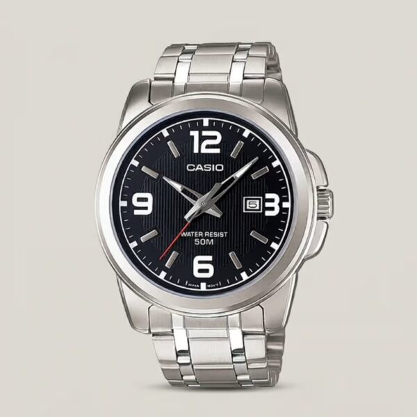 MTP-1314D-1a Black Dial Stainless Steel Men's Wrist Watch