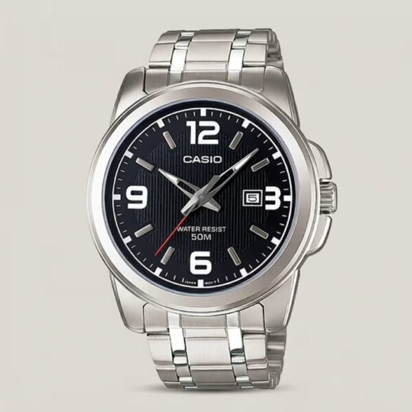 MTP-1314D-1a Black Dial Stainless Steel Men's Wrist Watch