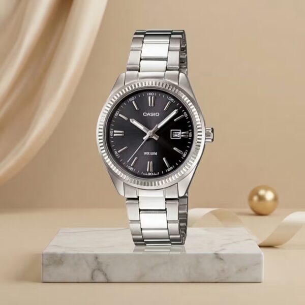 LTP-1302D-1A1V casio silver chain ladies wrist watch
